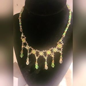 NEW! MAYAS Green Floral Beaded Necklace Set